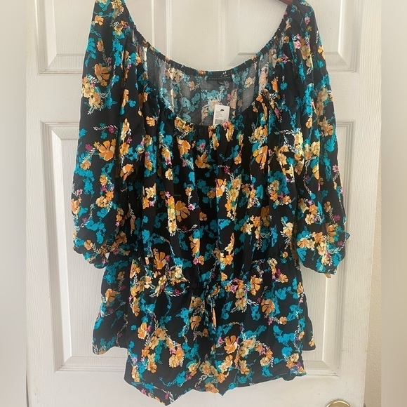 NWT Lane Bryant Floral Off Shoulder Babydoll Whimsigoth  Boho Blouse Size 22/24 - Picture 2 of 9